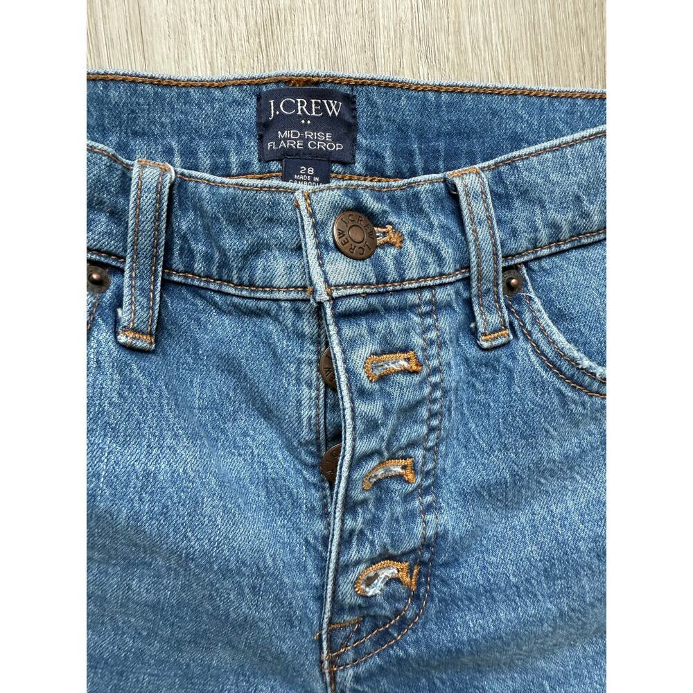 J.CREW Mid Rise Flare Crop, women's size 28, denim jeans, button fly  casual - Picture 4 of 5